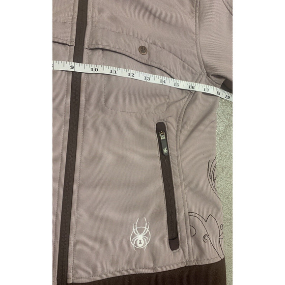 Spyder Jacket Womens 8 Red Houndstooth Fleece Lined Lightweight Nylon Coat - Picture 16 of 16